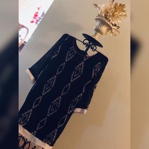 👗 Blk, tribal print, half sleeve, short dress 👗